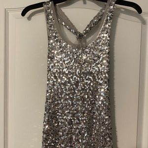 Silver sequin tank size m